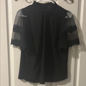 Iris Black Lace Accent Blouse